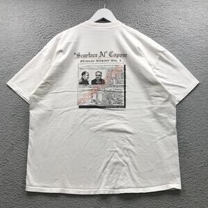 Vintage 90s FBI Most Wanted Scarface AI Capone Mugshot T-Shirt Men's XXL RARE